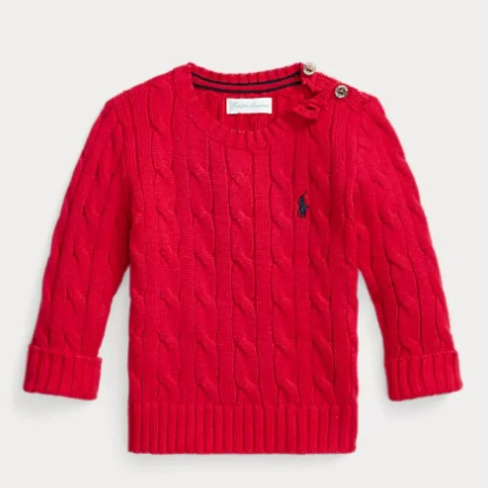 Polo Ralph Lauren Newborn Baby Boy Cable-Knit Cotton Sweater - Red - 3 Months - Picture 1 of 4